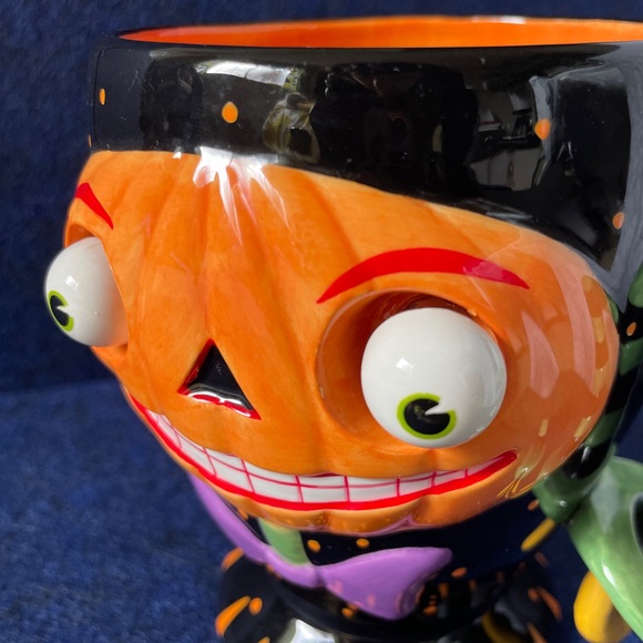 Department Dept 56 Halloween Pumpkin Head Dangling Moon Big Mug Googly Eyes - Picture 3 of 7